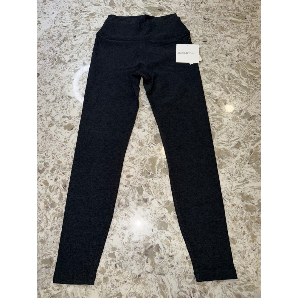 Beyond Yoga Womens layered High Waisted Spacedye Leggings black / black